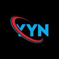 logotipo de yin. letra yin. diseño del logotipo de la letra yyn. logotipo de iniciales yyn vinculado con círculo y logotipo de monograma en mayúsculas. tipografía yyn para tecnología, negocios y marca inmobiliaria. vector