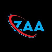 logotipo de zaa. letra zaa. diseño del logotipo de la letra zaa. logotipo de las iniciales zaa vinculado con un círculo y un logotipo de monograma en mayúsculas. tipografía zaa para tecnología, negocios y marca inmobiliaria. vector