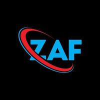 ZAF logo. ZAF letter. ZAF letter logo design. Initials ZAF logo linked with circle and uppercase monogram logo. ZAF typography for technology, business and real estate brand. vector