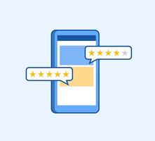 Rating Star on Mobile App Review Marketplace or Game Flat Vector Illustration