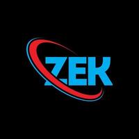 logotipo de zek. letra zek. diseño del logotipo de la letra zek. logotipo de iniciales zek vinculado con círculo y logotipo de monograma en mayúsculas. tipografía zek para tecnología, negocios y marca inmobiliaria. vector