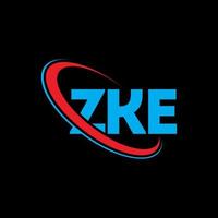 ZKE logo. ZKE letter. ZKE letter logo design. Initials ZKE logo linked with circle and uppercase monogram logo. ZKE typography for technology, business and real estate brand. vector