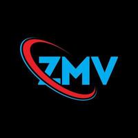 logotipo de zmv. letra zmv. diseño del logotipo de la letra zmv. logotipo de las iniciales zmv vinculado con el círculo y el logotipo del monograma en mayúsculas. tipografía zmv para tecnología, negocios y marca inmobiliaria. vector