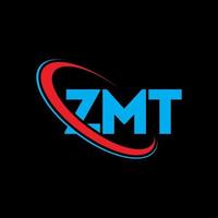 ZMT logo. ZMT letter. ZMT letter logo design. Initials ZMT logo linked with circle and uppercase monogram logo. ZMT typography for technology, business and real estate brand. vector