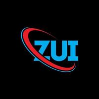 logotipo de zui. letra zui. diseño del logotipo de la letra zui. logotipo de iniciales zui vinculado con círculo y logotipo de monograma en mayúsculas. tipografía zui para tecnología, negocios y marca inmobiliaria. vector