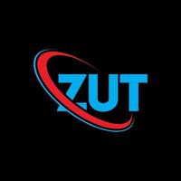 logotipo de zut. letra zut. diseño del logotipo de la letra zut. logotipo de iniciales zut vinculado con círculo y logotipo de monograma en mayúsculas. tipografía zut para tecnología, negocios y marca inmobiliaria. vector