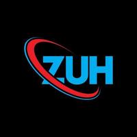 logotipo de zuh. zu carta. diseño del logotipo de la letra zuh. logotipo de las iniciales zuh vinculado con un círculo y un logotipo de monograma en mayúsculas. tipografía zuh para tecnología, negocios y marca inmobiliaria. vector