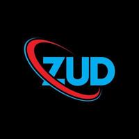 logotipo de zud. letra zud. diseño del logotipo de la letra zud. logotipo de iniciales zud vinculado con círculo y logotipo de monograma en mayúsculas. tipografía zud para tecnología, negocios y marca inmobiliaria. vector