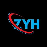 ZYH logo. ZYH letter. ZYH letter logo design. Initials ZYH logo linked with circle and uppercase monogram logo. ZYH typography for technology, business and real estate brand. vector