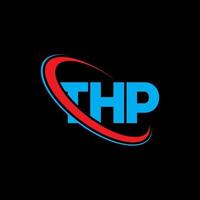 logotipo de thp. la carta. diseño del logotipo de la letra thp. logotipo de las iniciales thp vinculado con el círculo y el logotipo del monograma en mayúsculas. tipografía thp para tecnología, negocios y marca inmobiliaria. vector