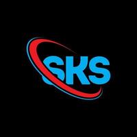 logotipo de sks. carta de sks. diseño del logotipo de la letra sks. logotipo de iniciales sks vinculado con círculo y logotipo de monograma en mayúsculas. tipografía sks para tecnología, negocios y marca inmobiliaria. vector