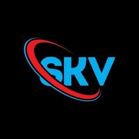 logotipo de skv. letra skv. diseño del logotipo de la letra skv. Logotipo de iniciales skv vinculado con círculo y logotipo de monograma en mayúsculas. tipografía skv para tecnología, negocios y marca inmobiliaria. vector