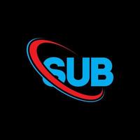 SUB logo. SUB letter. SUB letter logo design. Initials SUB logo linked with circle and uppercase monogram logo. SUB typography for technology, business and real estate brand. vector