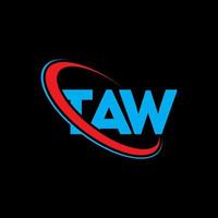 logotipo de taw. letra taw. diseño de logotipo de letra taw. logotipo de taw de iniciales vinculado con círculo y logotipo de monograma en mayúsculas. tipografía taw para tecnología, negocios y marca inmobiliaria. vector