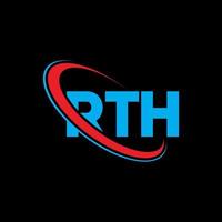 logotipo de rth. letra r. diseño del logotipo de la letra rth. logotipo de iniciales rth vinculado con círculo y logotipo de monograma en mayúsculas. tipografía rth para tecnología, negocios y marca inmobiliaria. vector