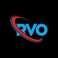 logotipo de rvo. carta rvo. diseño del logotipo de la letra rvo. logotipo de iniciales rvo vinculado con círculo y logotipo de monograma en mayúsculas. tipografía rvo para tecnología, negocios y marca inmobiliaria. vector