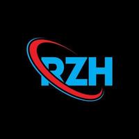 logotipo de rzh. letra rzh. diseño del logotipo de la letra rzh. logotipo de las iniciales rzh vinculado con un círculo y un logotipo de monograma en mayúsculas. tipografía rzh para tecnología, negocios y marca inmobiliaria. vector