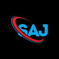 SAJ logo. SAJ letter. SAJ letter logo design. Initials SAJ logo linked with circle and uppercase monogram logo. SAJ typography for technology, business and real estate brand. vector