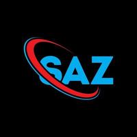 logotipo de saz. letra saz. diseño del logotipo de la letra saz. logotipo de iniciales saz vinculado con círculo y logotipo de monograma en mayúsculas. tipografía saz para tecnología, negocios y marca inmobiliaria. vector