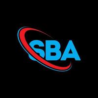 SBA logo. SBA letter. SBA letter logo design. Initials SBA logo linked with circle and uppercase monogram logo. SBA typography for technology, business and real estate brand. vector