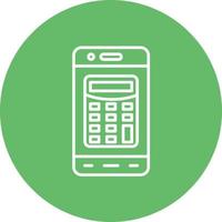 Mobile Calculator Line Circle Background Icon vector