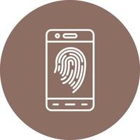 Mobile Fingerprint Line Circle Background Icon vector