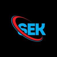 SEK logo. SEK letter. SEK letter logo design. Initials SEK logo linked with circle and uppercase monogram logo. SEK typography for technology, business and real estate brand. vector