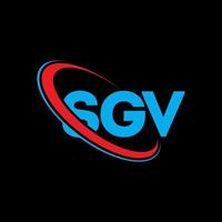 logotipo de svg. carta sgv. diseño del logotipo de la letra sgv. logotipo de iniciales sgv vinculado con círculo y logotipo de monograma en mayúsculas. tipografía sgv para tecnología, negocios y marca inmobiliaria. vector