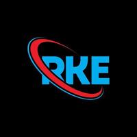 logotipo de rke. letra rke. diseño del logotipo de la letra rke. Logotipo de iniciales rke vinculado con círculo y logotipo de monograma en mayúsculas. tipografía rke para tecnología, negocios y marca inmobiliaria. vector