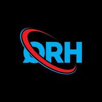 logotipo qrh. letra qrh. diseño del logotipo de la letra qrh. iniciales qrh logo vinculado con círculo y monograma en mayúsculas. tipografía qrh para tecnología, negocios y marca inmobiliaria. vector