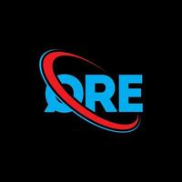 logotipo qre. carta qre. diseño del logotipo de la letra qre. Iniciales qre logotipo vinculado con círculo y logotipo de monograma en mayúsculas. tipografía qre para tecnología, negocios y marca inmobiliaria. vector