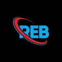 REB logo. REB letter. REB letter logo design. Initials REB logo linked with circle and uppercase monogram logo. REB typography for technology, business and real estate brand. vector