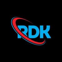 logotipo de rdk. letra rdk. diseño del logotipo de la letra rdk. Logotipo de iniciales rdk vinculado con círculo y logotipo de monograma en mayúsculas. tipografía rdk para tecnología, negocios y marca inmobiliaria. vector