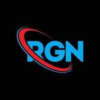 logotipo de rgn. carta rgn. diseño de logotipo de letra rgn. logotipo de iniciales rgn vinculado con círculo y logotipo de monograma en mayúsculas. tipografía rgn para tecnología, negocios y marca inmobiliaria. vector