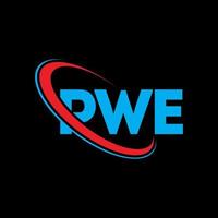 logotipo de pwe. carta pwe. diseño del logotipo de la letra pwe. logotipo de iniciales pwe vinculado con círculo y logotipo de monograma en mayúsculas. tipografía pwe para tecnología, negocios y marca inmobiliaria. vector