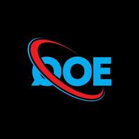 logotipo qo. carta qe. diseño del logotipo de la letra qoe. logotipo de qoe de iniciales vinculado con círculo y logotipo de monograma en mayúsculas. tipografía qoe para tecnología, negocios y marca inmobiliaria. vector