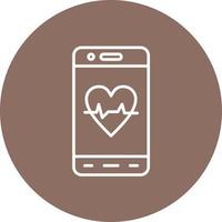 Mobile Heart Rate Line Circle Background Icon vector