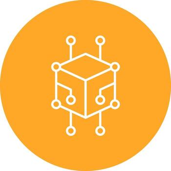 icono de fondo de círculo de línea de cubo vector