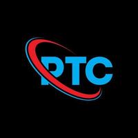 logotipo de ptc. carta ptc. diseño de logotipo de letra ptc. logotipo de ptc iniciales vinculado con círculo y logotipo de monograma en mayúsculas. tipografía ptc para tecnología, negocios y marca inmobiliaria. vector