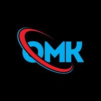 logotipo de omk. letra omk. diseño del logotipo de la letra omk. Logotipo de iniciales omk vinculado con círculo y logotipo de monograma en mayúsculas. tipografía omk para tecnología, negocios y marca inmobiliaria. vector