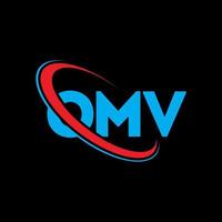 logotipo de omv. carta omv. diseño del logotipo de la letra omv. logotipo de iniciales omv vinculado con círculo y logotipo de monograma en mayúsculas. tipografía omv para tecnología, negocios y marca inmobiliaria. vector