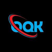 logotipo de oqk. letra oqk. diseño del logotipo de la letra oqk. logotipo de iniciales oqk vinculado con círculo y logotipo de monograma en mayúsculas. tipografía oqk para tecnología, negocios y marca inmobiliaria. vector