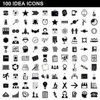 100 idea icons set, simple style vector
