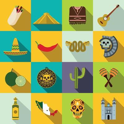 アート・デザイン・音楽 MEXICO:ICONS mexico-icons-flat-vector.jpg