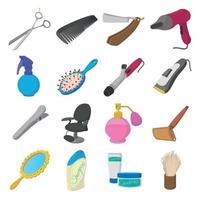 Barber shop cartoon icons vector