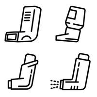 Inhaler icons set, outline style vector