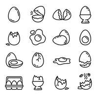 Eggshell icons set, outline style vector