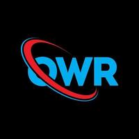 nuestro logotipo. nuestra carta. diseño del logotipo de la letra owr. logotipo de iniciales owr vinculado con círculo y logotipo de monograma en mayúsculas. owr tipografía para tecnología, negocios y marca inmobiliaria. vector