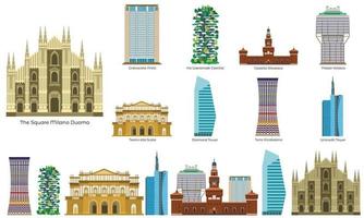 Milan icons set, flat style vector