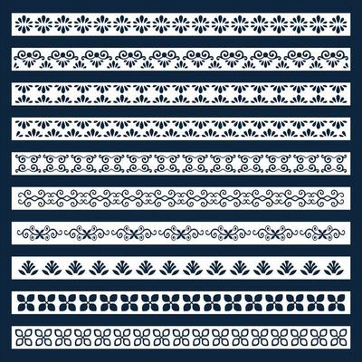 Ethnic boho style borders pattern set